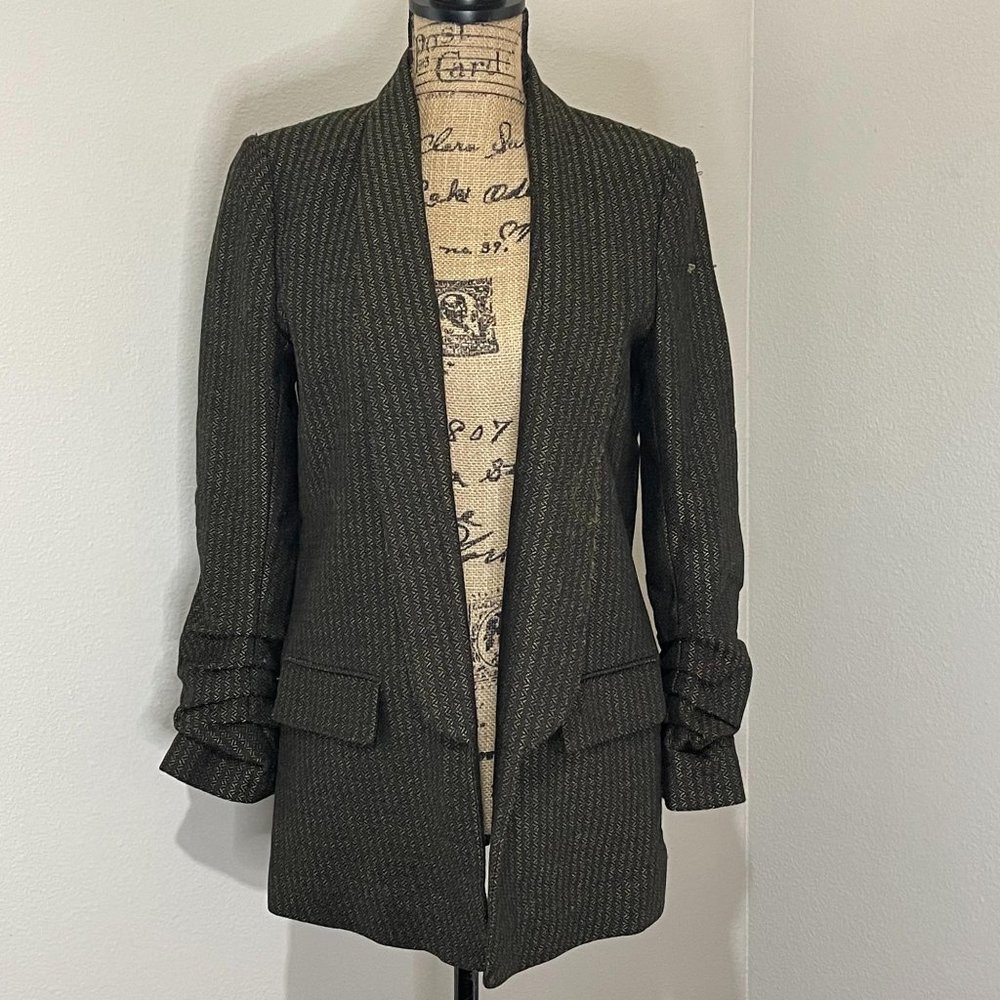 Veronica Beard Gold Blazer with Notched Lapels and Structured Shoulders